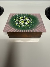 Gorgeous Rare Modernist Harold Tishler Enamel Copper Lidded Box Signed Vintage picture
