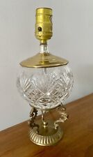 Vintage Brass Triple Dragon Footed Koi Cut Crystal Accent Table Lamp picture