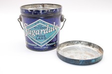Vintage Sugardale Pure Lard Tin Can 2 lb Blue Diamond Lid Handle Ohio Advertisin picture