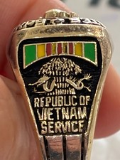 Vtg Crest Craft USMC Vietnam Ring Ster. Silver Purple Heart Size 12.5 24. grams picture