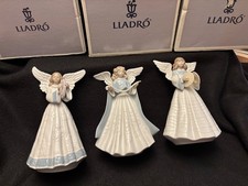 Lladro Tree Toppers (3) Angels “Harpist” #5830, “Cymbalist”#5876, And #5719 Mint picture