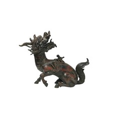 Vintage Rustic Metal Fengshui Kirin Incense Burner Display Art Figures GB801 picture