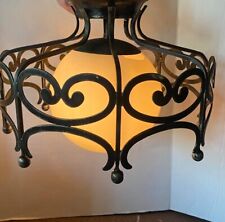 Vtg Wrought Iron Ceiling Light Mid evil Chandelier Gothic picture