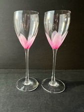 Steven Maslach 1988 Pink Tulip Wine Glasses Set of 2  picture
