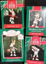  Hallmark Ornament Vintage Reindeer Sports Lot of 4  picture