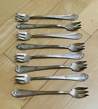 Antique Vintage 50s Chicago Palmer House Hotel Silverplate 8 Cocktail Forks picture