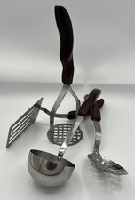 Vintage CUTCO 4-Piece Kitchen Utensil Set No. 13 14 15 16 Brown Handle USA picture