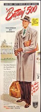 1949 Botany 500 Topcoat Print Ad Traveling Businessman wearing Hat and Smoking picture