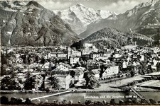 Switzerland 1960 Interlaken Jungfrau Postcard Unterseen Airmail  Michel 711 715 picture