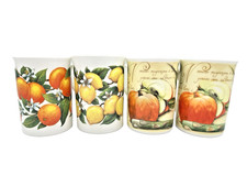 Crown Trent Fruit Teacups Fine Bone China Orange Lemon Apples (2) - Set of 4 picture