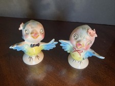 Geo. Z. Lefton 282 Blue Bird Rhinestone Hand Painted Salt & Pepper Shakers Set picture