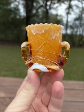 Vtg Westmoreland Caramel Slag Glass Toothpick Holder 3 Swan New Old Stock picture