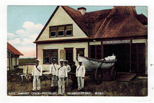 NEWBURYPORT MA ~ LIFE SAVING STATION & CREW ~ PLUM ISLAND Ca 1910 ~ SHARP ~ 129 picture
