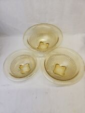 Federal Depression Glass Ribbed Amber Nesting Mixing Bowls - Set  of 3 picture