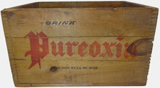 SCARCE PUREOXIA MOXIE CO. BOSTON, MA VINT 1920S RED/BLK INK STMPD WDN SODA CRATE picture