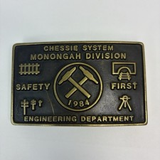 Vintage 1984 Chessie System Monongah Division Brass Belt Buckle Anacortes Works picture
