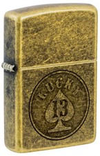 Zippo 47148, Lucky 13, Ace, Classic Antique Brass Lighter, Pipe (PL) Insert picture