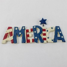 Glitzhome Wooden America Sign Red White Blue Rustic Farmhouse Decor picture