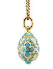 Egg Pendant With Cross Miniature Egg Sterling Silver 925 Gold Tone Turquoise picture