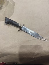 Vintage Philippine Fixed Blade Knife With Carved Horn Handle Dog Head 10” Total picture