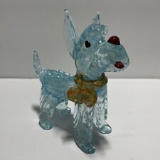 Hand Blown Art Glass Scottie Terrier Dog Blue picture