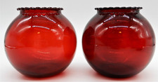 Royal Ruby Red Beaded Top Round Ball Vase 3.75