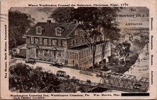 Washington Crossing Inn PA Postcard 1932 Old Ferry Tavern Delaware River Bridge picture
