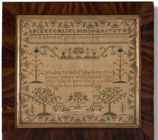 Antique 1836 American New England Schoolgirl Needlework Sampler – Silk on Linen picture