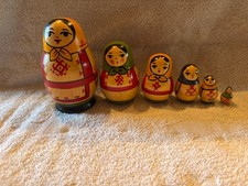 Vintage 1996 Hand Painted 5-Piece Matryoshka Nesting Dolls Made in Russia picture