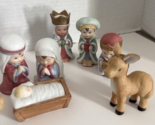 RARE Enesco Ruth Morehead Holly Babes 1990 Set 11 Figurines Nativity Collection picture