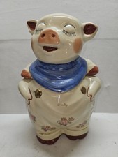 Vintage 1940’s Shawnee Pottery Pig Cookie Jar Blue Scarf Read Description  picture