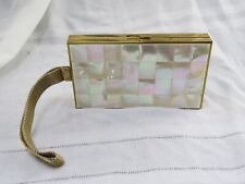 Mid Century Mother of Pearl Womens Wrist Carryall Purse Cigarette Case & Makeup picture