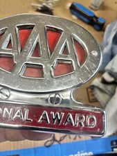 Vintage AAA National Award Metal Grill License Plate Topper Badge Plaque Silver picture