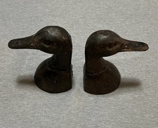 Vintage 70’s Duck Head Bookends Weighted Rustic Rust Felt Bottom  picture
