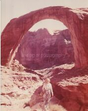 FOUND PHOTO Tourist In The American West NATURAL ARCH Woman ORIGINAL Lady 97 5 L picture