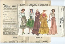 Vogue 9228 sewing pattern 70's Hippie SKIRTS ruffle Boho SHAWL sew size 12 UNCUT picture