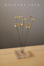 COOL MID CENTURY KINETIC LUCITE WIRE SCULPTURE ART VTG MUSHROOM 50s 60s MODERN picture
