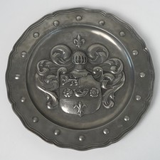 Vintage Pewter Repousse Armorial 15
