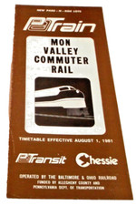 OCTOBER 1982 CHESSIE PITTSBURGH PAT TRAIN PUBLIC TIMETABLE picture