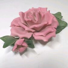 Vintage 1985 Franklin Mint Capodimonte Rose Flower Alba Pink Italy  picture