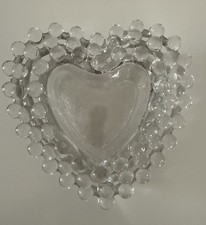 VTG Imperial Candlewick 3 Piece Heart Shape Bubble Edge Nesting Dish Trinket picture