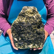 9.72LB Natural green tourmaline quartz crystal cluster mineral specimen Healing picture