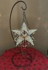Vintage Moravian Star Punched Tin Lamp With 19” Stand picture