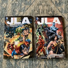 JLA DC Comics Volume 1 & 2 Morrison Porter Dell Books Batman Superman Flash picture