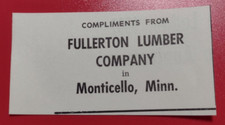 1962 Fullerton Lumber Advertisement Monticello, Minnesota picture