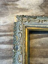 ATQ 1900s School Carved Slotted Gold Gilt Ornate Wood Picture Art Frame 16x20 picture