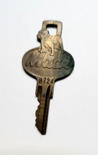 Vintage Rare Mack Trucks Brass Used Key H724 With Bulldog 2 Sided Logo picture