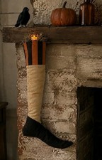 Handmade Grungy Primitive Witch Boot Stocking Halloween Folk Art 17