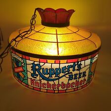 VTG RUPPERT’S KNICKERBOCKER BEER Faux Stained Glass Pool Table Light works RARE picture