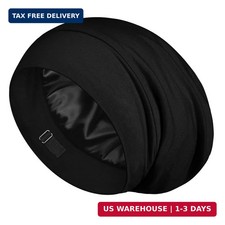 LULUSILK 100% Mulberry Silk Bonnet for Sleeping Women and Men, Black picture
